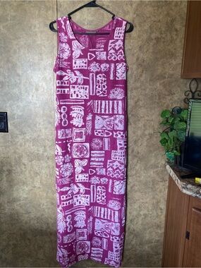I.V.Y. Ivy Women's Sleeveless 100% Linen Hippie Boho Maxi Dress Floral Medium